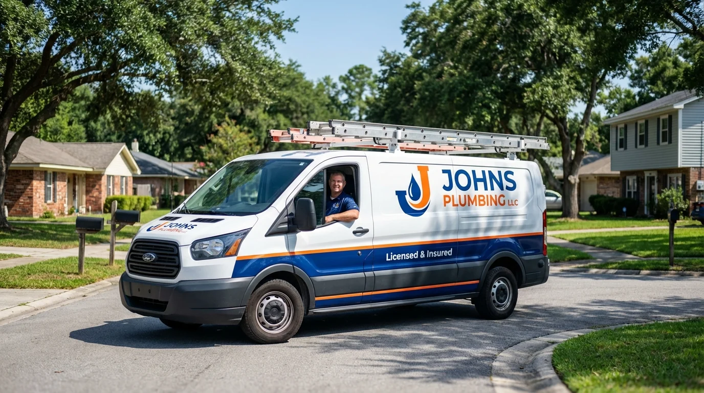 Johns Plumbing LLC service van in Primghar, IA