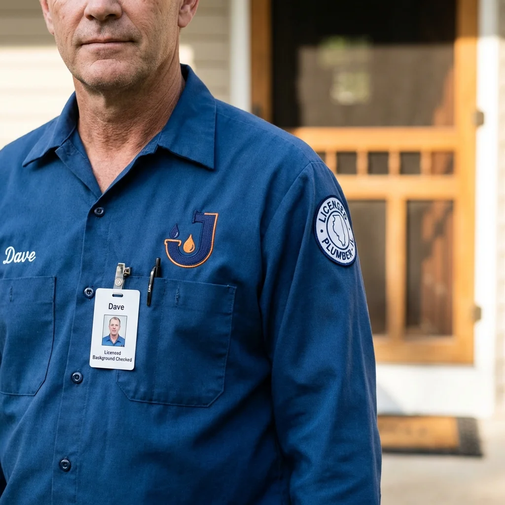 Licensed plumber showing ID badge in Primghar, IA