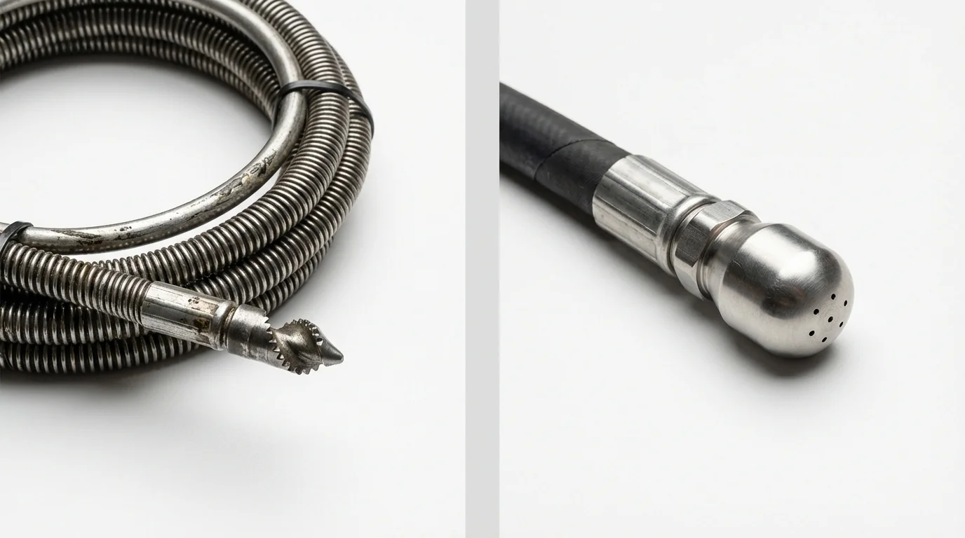 Drain snake cable and hydro jetting nozzle used for drain cleaning in Primghar, IA